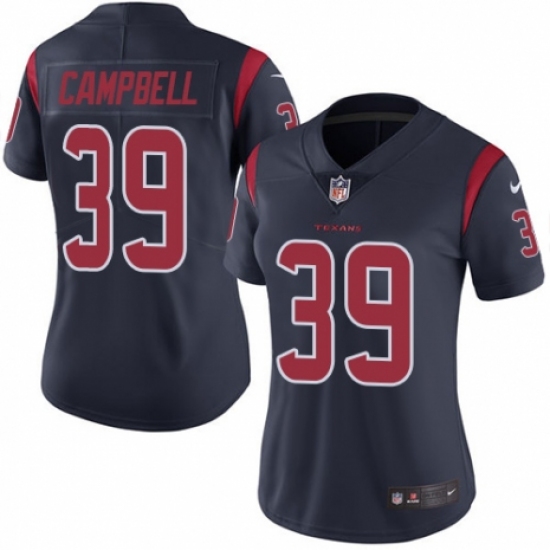 Women's Nike Houston Texans #39 Ibraheim Campbell Limited Navy Blue Rush Vapor Untouchable NFL Jersey - Ujersey