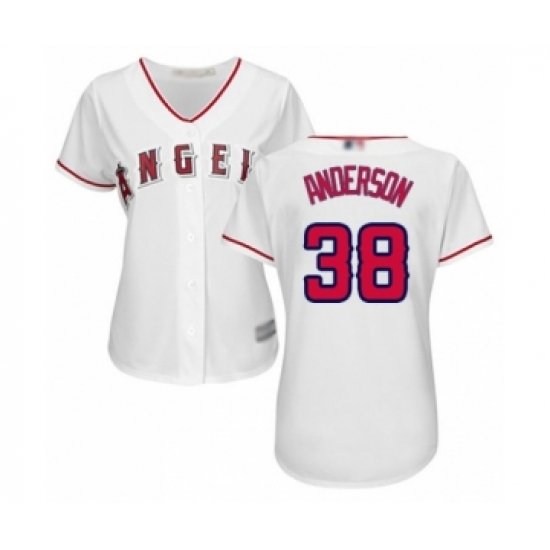 Women's Los Angeles Angels of Anaheim #38 Justin Anderson Authentic White Home Cool Base Baseball Player Jersey - Ujersey