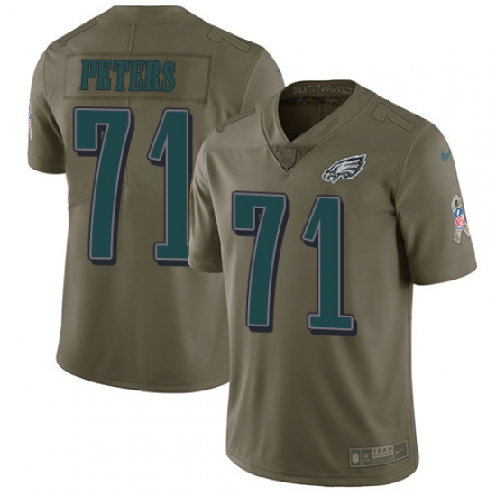 Men's Nike Philadelphia Eagles #71 Jason Peters Limited Olive 2017 Salute to Service NFL Jersey - Ujersey