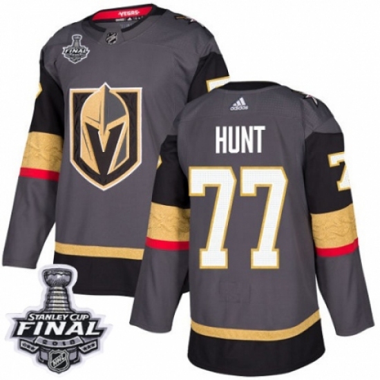 Men's Adidas Vegas Golden Knights #77 Brad Hunt Authentic Gray Home 2018 Stanley Cup Final NHL Jersey - Ujersey