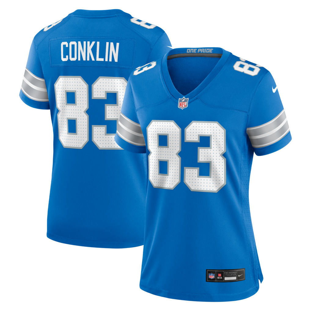 Women's Detroit Lions Tyler Conklin Nike Blue Team Game Jersey - ujerseystore