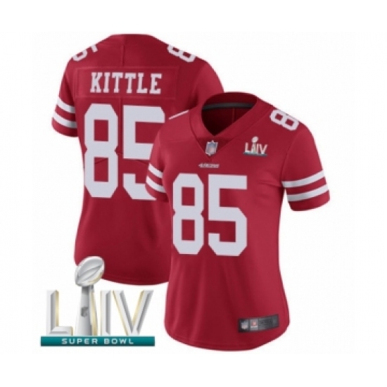 Women's San Francisco 49ers #85 George Kittle Red Team Color Vapor Untouchable Limited Player Super Bowl LIV Bound Football Jersey - Ujersey