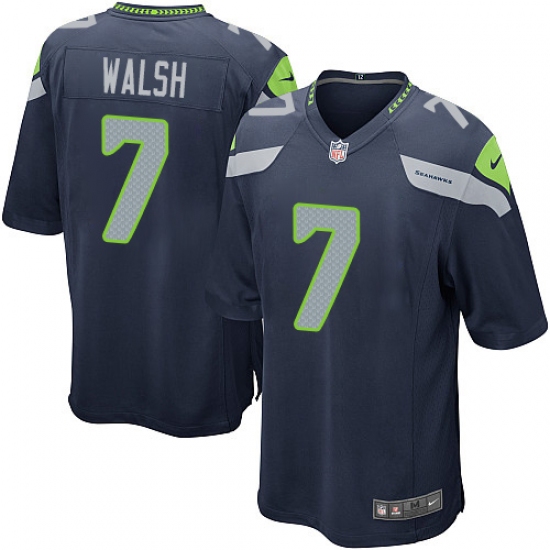 Men's Nike Seattle Seahawks #7 Blair Walsh Game Steel Blue Team Color NFL Jersey - Ujersey
