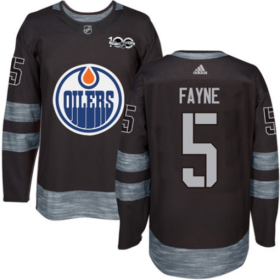 Men's Adidas Edmonton Oilers #5 Mark Fayne Authentic Black 1917-2017 100th Anniversary NHL Jersey - Ujersey