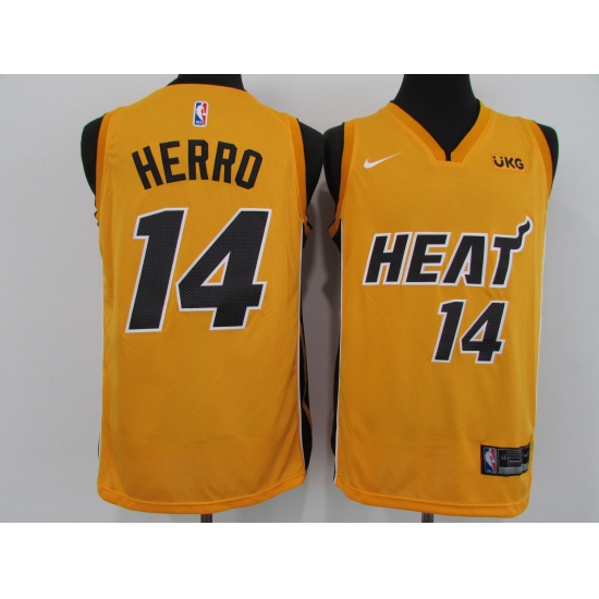 Men's Nike Miami Heat #14 Tyler Herro Yellow Swingman Basketball Jersey - Ujersey