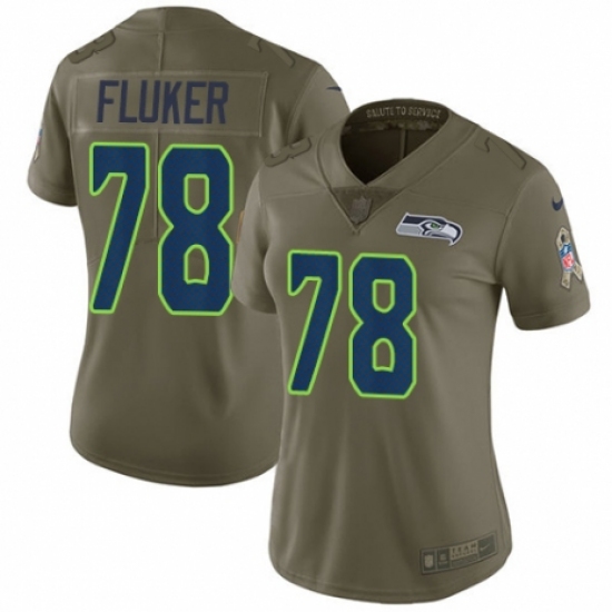 Women's Nike Seattle Seahawks #78 D.J. Fluker Limited Olive 2017 Salute to Service NFL Jersey - Ujersey