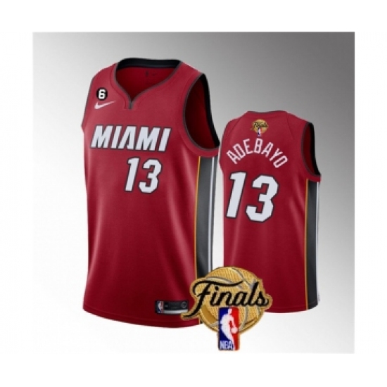 Men's Miami Heat #13 Bam Adebayo Red 2023 Finals Statement Edition With NO.6 Stitched Basketball Jersey - Ujersey