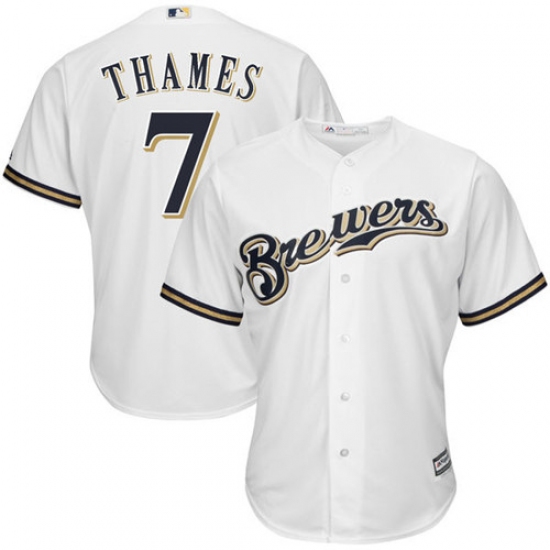Youth Majestic Milwaukee Brewers #7 Eric Thames Authentic White Home Cool Base MLB Jersey - Ujersey