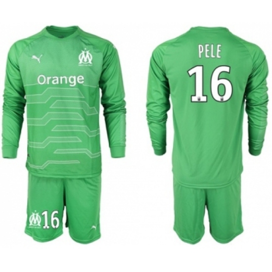 Marseille #16 Pele Green Goalkeeper Long Sleeves Soccer Club Jersey
