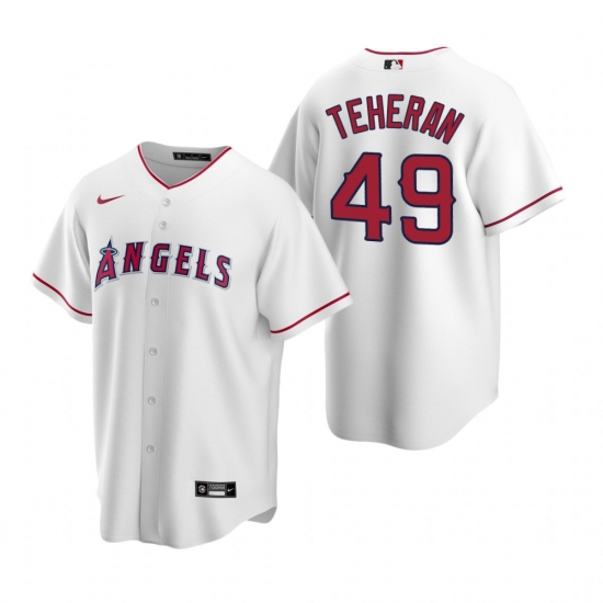 Men's Nike Los Angeles Angels #49 Julio Teheran White Home Stitched Baseball Jersey - Ujersey