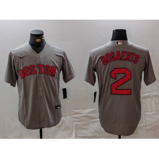 Men's Boston Red Sox #2 Xander Bogaerts Grey Cool Base Stitched Jersey - Ujersey
