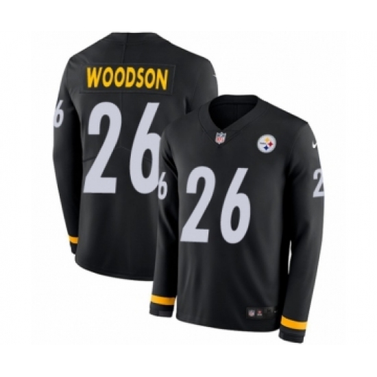 Youth Nike Pittsburgh Steelers #26 Rod Woodson Limited Black Therma Long Sleeve NFL Jersey - Ujersey