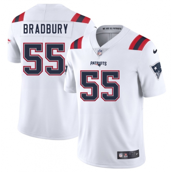 Men's New England Patriots #55 Garrett Bradbury White 2025 Vapor Limited Football Stitched Jersey - Ujersey