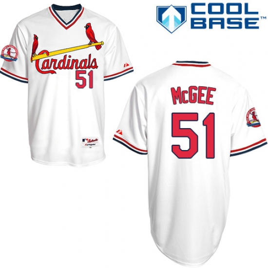 Men's Majestic St. Louis Cardinals #51 Willie McGee Replica White 1982 Turn Back The Clock MLB Jersey - Ujersey