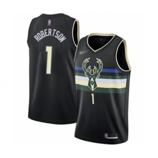 Women's Milwaukee Bucks #1 Oscar Robertson Swingman Black Finished Basketball Jersey - Statement Edition - Ujersey