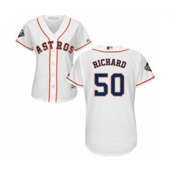 Women's Houston Astros #50 J.R. Richard Authentic White Home Cool Base 2019 World Series Bound Baseball Jersey - Ujersey