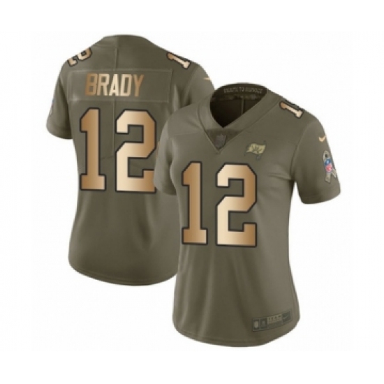Women's Tampa Bay Buccaneers #12 Tom Brady Olive Gold Limited 2017 Salute To Service Jersey - Ujersey