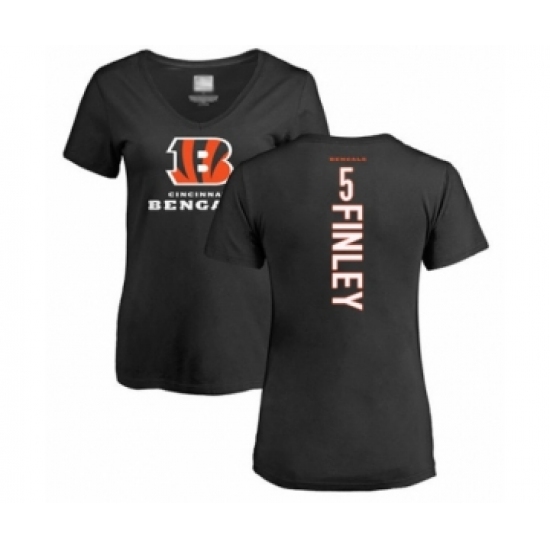 Football Women's Cincinnati Bengals #5 Ryan Finley Black Backer T-Shirt - Ujersey