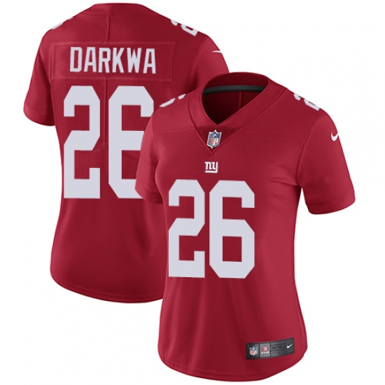 Women's Nike New York Giants #26 Orleans Darkwa Red Alternate Vapor Untouchable Limited Player NFL Jersey - Ujersey