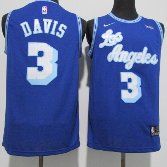Men's Nike Los Angeles Lakers #3 Anthony Davis Authentic Blue Jerseys - Ujersey