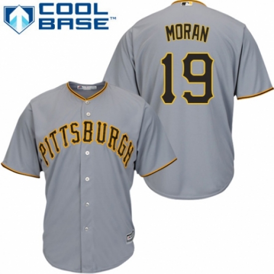 Men's Majestic Pittsburgh Pirates #19 Colin Moran Replica Grey Road Cool Base MLB Jersey - Ujersey