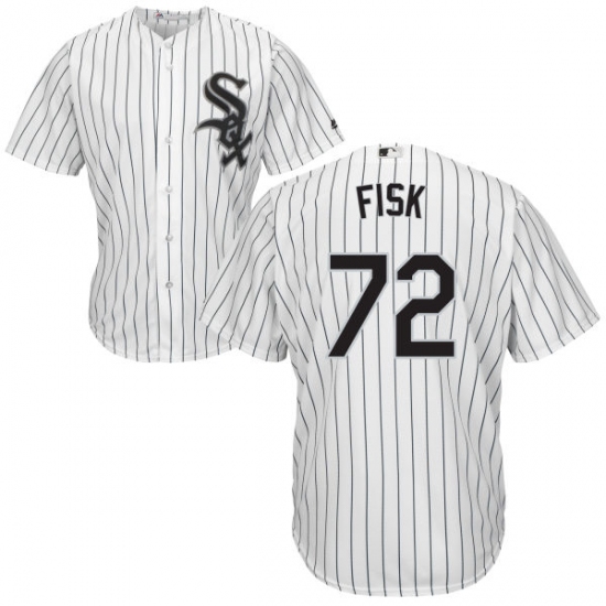 Men's Majestic Chicago White Sox #72 Carlton Fisk Replica White Home Cool Base MLB Jersey - Ujersey