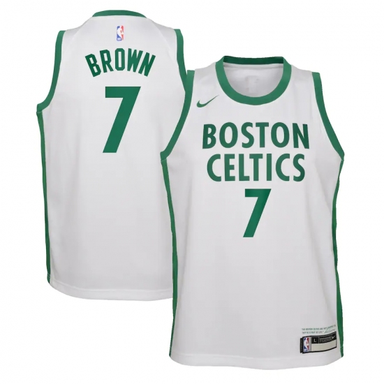 Youth Boston Celtics #7 Jaylen Brown Nike White 2020-21 Swingman Jersey - Ujersey