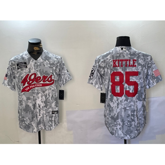 Men's San Francisco 49ers #85 George Kittle Arctic Camo 2024 Salute to Service Stitched Baseball Jersey - Ujersey