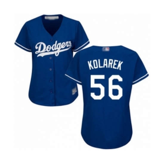 Women's Los Angeles Dodgers #56 Adam Kolarek Authentic Royal Blue Alternate Cool Base Baseball Player Jersey - Ujersey
