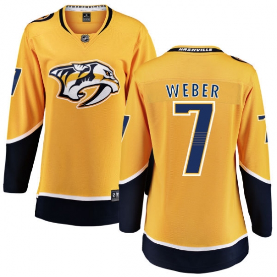 Women's Nashville Predators #7 Yannick Weber Fanatics Branded Gold Home Breakaway NHL Jersey - Ujersey