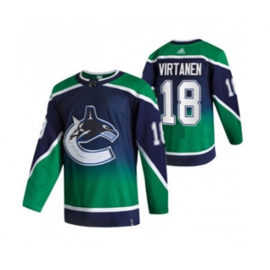 Men's Vancouver Canucks #18 Jake Virtanen Green 2020-21 Reverse Retro Alternate Hockey Jersey - Ujersey
