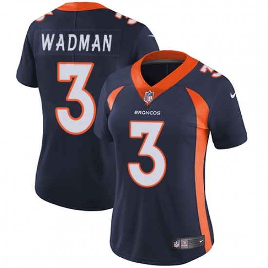 Women's Nike Denver Broncos #3 Colby Wadman Navy Blue Alternate Vapor Untouchable Limited Player NFL Jersey - Ujersey