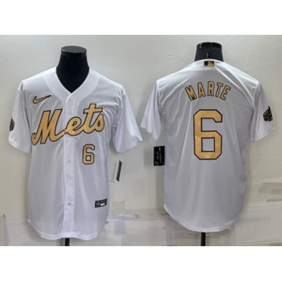 Men's New York Mets #6 Starling Marte Number White 2022 All Star Stitched Cool Base Nike Jersey - Ujersey
