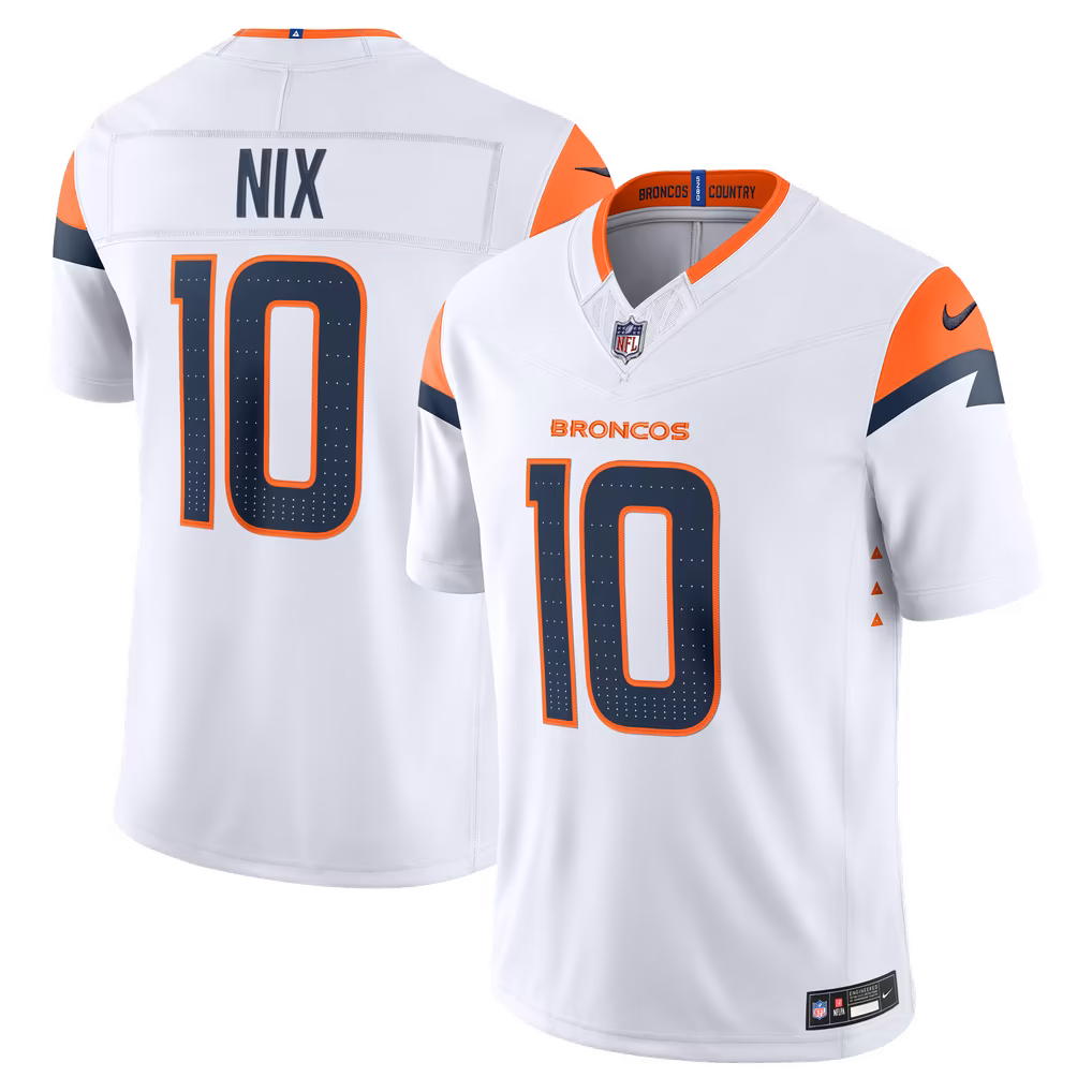 Men's Denver Broncos Bo Nix Nike White Vapor F.U.S.E. Stitched Limited Jersey - Ujersey