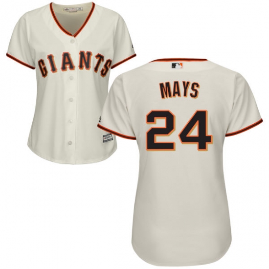 Women's Majestic San Francisco Giants #24 Willie Mays Replica Cream Home Cool Base MLB Jersey - Ujersey