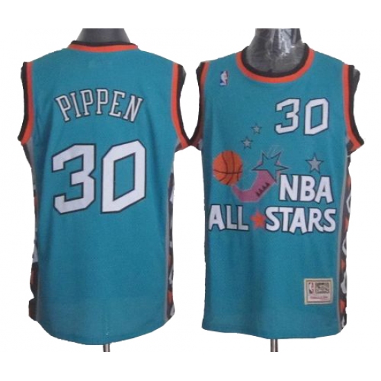 Men's Mitchell and Ness Chicago Bulls #30 Scottie Pippen Swingman Light Blue 1996 All Star Throwback NBA Jersey - Ujersey