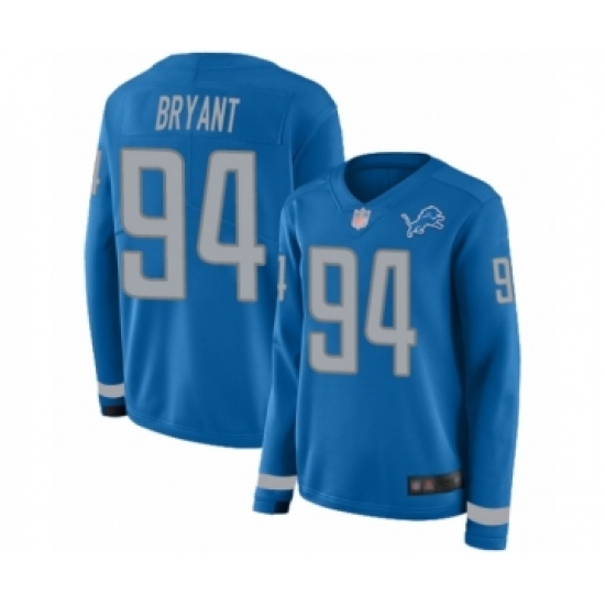 Women's Detroit Lions #94 Austin Bryant Limited Blue Therma Long Sleeve Football Jersey - Ujersey
