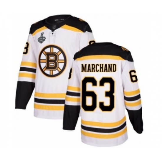 Youth Boston Bruins #63 Brad Marchand Authentic White Away 2019 Stanley Cup Final Bound Hockey Jersey - Ujersey