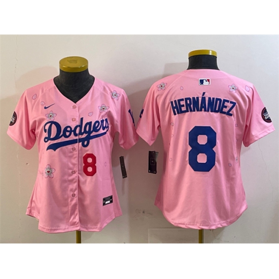 Youth Los Angeles Dodgers #8 Enrique Hernández Pink 2025 Tokyo Series Limited Stitched Baseball Jersey - Ujersey
