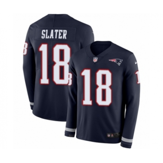 Men's Nike New England Patriots #18 Matthew Slater Limited Navy Blue Therma Long Sleeve NFL Jersey - Ujersey