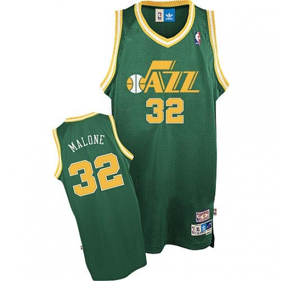 Men's Adidas Utah Jazz #32 Karl Malone Authentic Green Throwback NBA Jersey - Ujersey