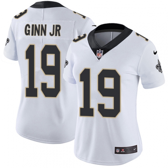 Women's Nike New Orleans Saints #19 Ted Ginn Jr White Vapor Untouchable Limited Player NFL Jersey - Ujersey