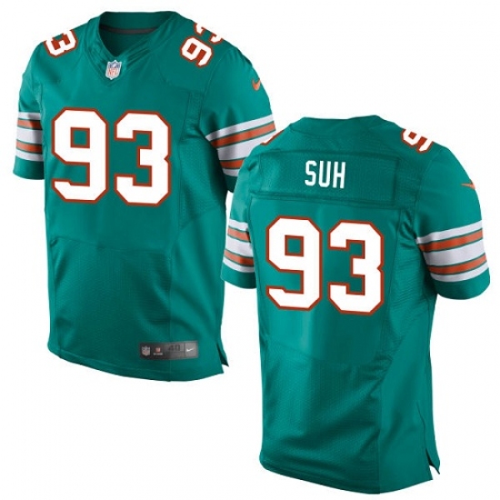 Men's Nike Miami Dolphins #93 Ndamukong Suh Elite Aqua Green Alternate NFL Jersey - Ujersey