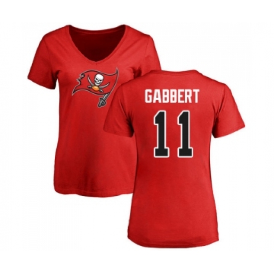 Football Women's Tampa Bay Buccaneers #11 Blaine Gabbert Red Name & Number Logo T-Shirt - Ujersey