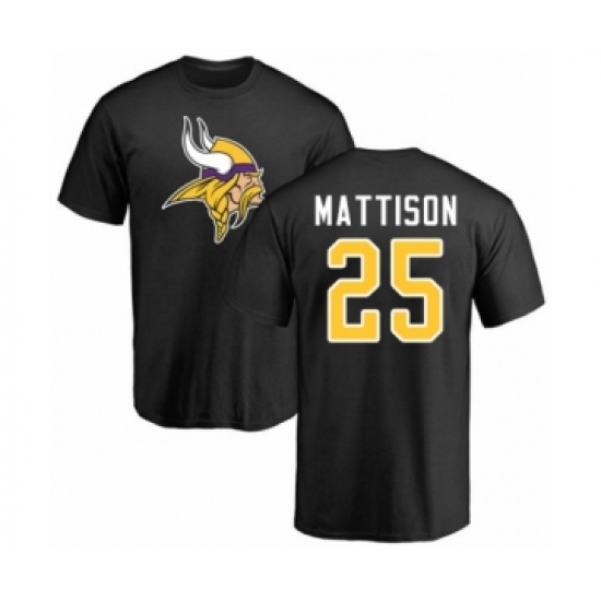 Football Minnesota Vikings #25 Alexander Mattison Black Name & Number Logo T-Shirt - Ujersey