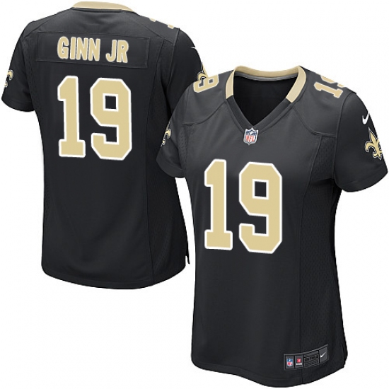 Women's Nike New Orleans Saints #19 Ted Ginn Jr Game Black Team Color NFL Jersey - Ujersey