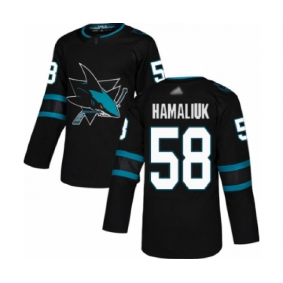 Youth San Jose Sharks #58 Dillon Hamaliuk Authentic Black Alternate Hockey Jersey - Ujersey