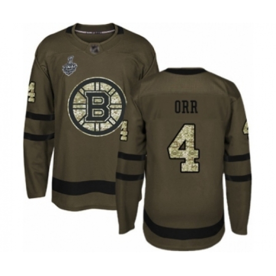 Men's Boston Bruins #4 Bobby Orr Authentic Green Salute to Service 2019 Stanley Cup Final Bound Hockey Jersey - Ujersey