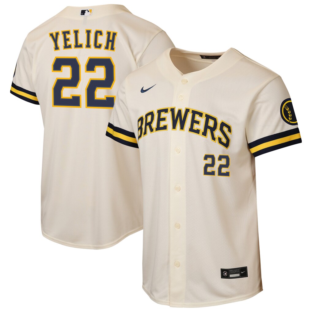 Youth Milwaukee Brewers Christian Yelich Nike Cream Home Stadium Jersey - Ujersey