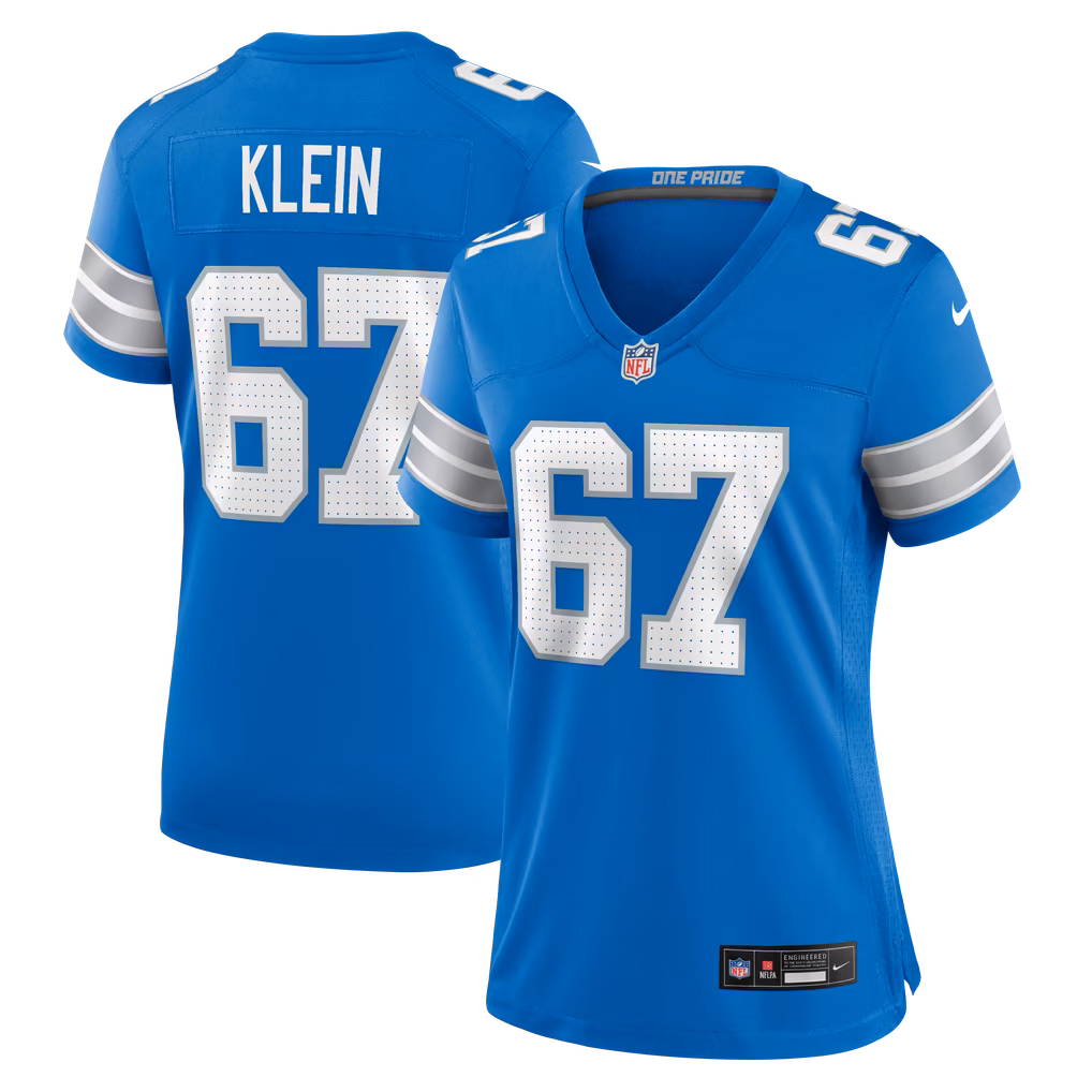 Women's Detroit Lions Elijah Klein Nike Blue Team Game Jersey - Ujersey